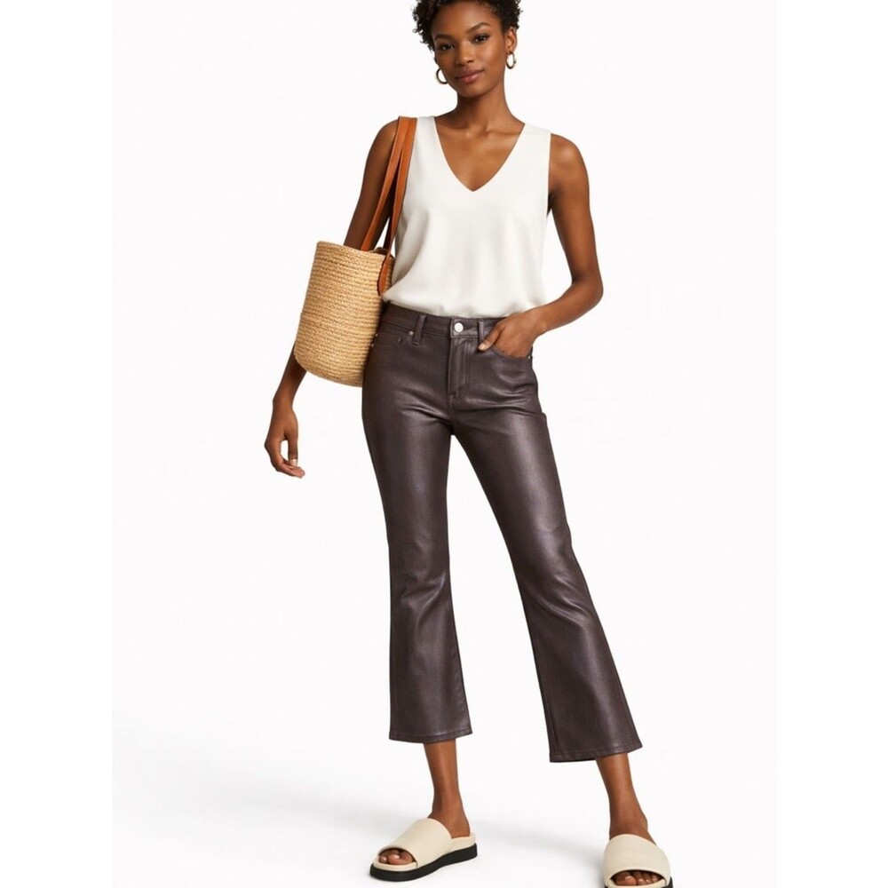 NWT Frame Le Crop Mini Boot Jeans Coated Mahogany Size 25 LCMB208